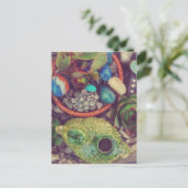 多肉植物と小さなガーデンアートオブジェクト ポストカード (スタンド正面)