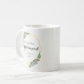 多肉植物と緑の幾何学的リース結婚ズ コーヒーマグカップ (正面左)