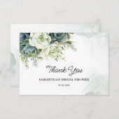 多肉植物と花と緑の ブライダルシャワー サンキューカード (正面/裏面)