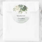 多肉植物と花のウェディングシャワーのお礼 ラウンドシール (バッグ)