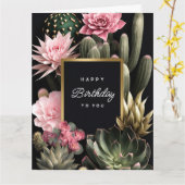 多肉植物と花の背景 カード (黄色い花)