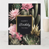 多肉植物と花の背景 カード (正面)