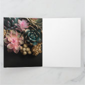多肉植物と花の背景 カード (内部)
