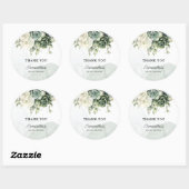 多肉植物と花 ブライダルシャワーのお礼 ラウンドシール (シート)