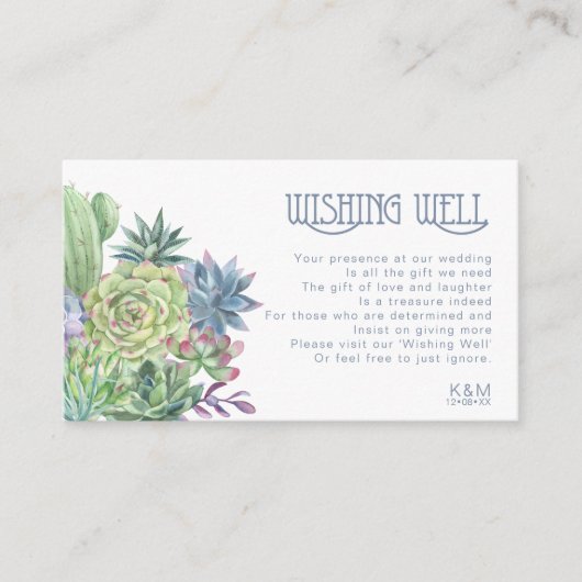 多肉植物と輝き井戸V2青ID515 エンクロージャーカード (正面)