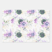 多肉植物と金ゴールドユーカリ葉 ラッピングペーパーシート (正面3)