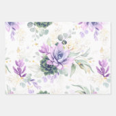 多肉植物と金ゴールドユーカリ葉 ラッピングペーパーシート (正面)