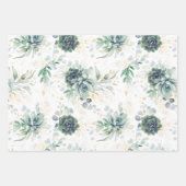 多肉植物と金ゴールドユーカリ葉 ラッピングペーパーシート (正面3)