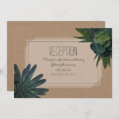 多肉植物にインスパイアされたカードストックのウェディングレセプション 招待状 (正面/裏面)