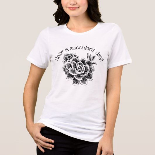 多肉植物のある幸せな一日を! トライブレンドTシャツ (正面)