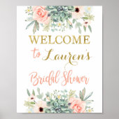 多肉植物のウェルカムサイン（結婚式前祝い） ポスター (正面)