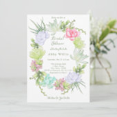 多肉植物のグリーンリース ブライダルシャワー 招待状 (スタンド正面)
