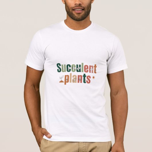 多肉植物のタイポグラフィ Tシャツ (正面)