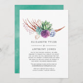 多肉植物のバーチャルウェディング ゲストリスト縮小 案内状 (正面/裏面)