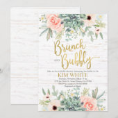 多肉植物のブライズシャワーブランチの招待状 招待状 (正面/裏面)
