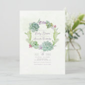 多肉植物の幻想的なリースのベビーシャワー 招待状 (スタンド正面)