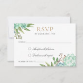 多肉植物の幾何学模様フレームRSVP応答 招待状 (正面)