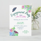 多肉植物の庭での蝶のエンゲージパーティ 招待状 (スタンド正面)