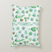 多肉植物の庭園:水彩シームレスな背景。 アクセントクッション (裏面(縦))