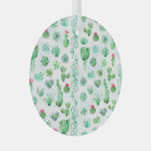 多肉植物の庭園：水彩シームレスな背景。 ガラスオーナメント (正面右)