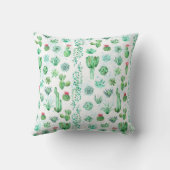 多肉植物の庭園：水彩シームレスな背景。 クッション (裏面)