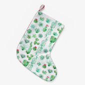 多肉植物の庭園:水彩シームレスな背景。 スモールクリスマスストッキング (正面 (吊り時))