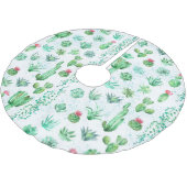 多肉植物の庭園：水彩シームレスな背景。 ブラッシュドポリエステルツリースカート (アングル)