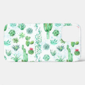 多肉植物の庭園:水彩シームレスな背景。 Case-Mate iPhoneケース (裏面 (横))