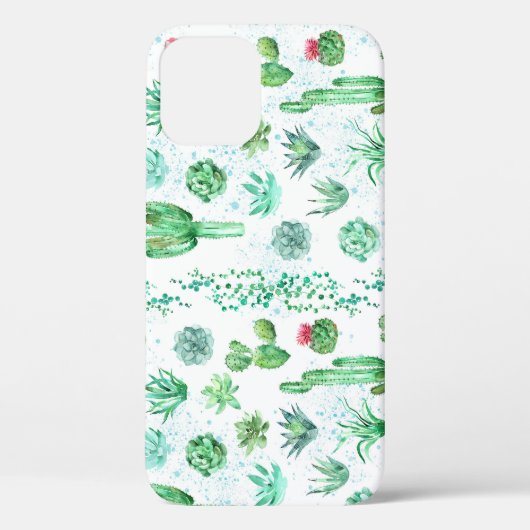 多肉植物の庭園:水彩シームレスな背景。 Case-Mate iPhoneケース (裏面)