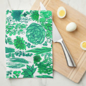 多肉植物の庭 キッチンタオル (四つ折り)