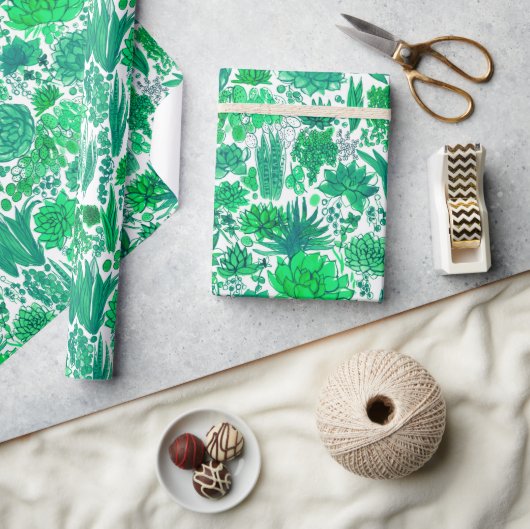 多肉植物の庭 ラッピングペーパー (クラフト)