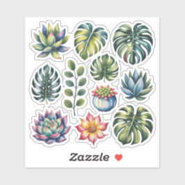 多肉植物の庭 水彩画 シール