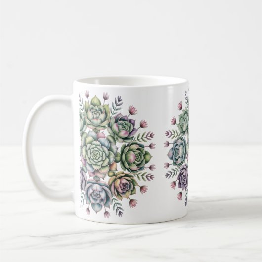 多肉植物の曼荼羅模様 コーヒーマグカップ (左)