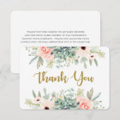多肉植物の水彩花イラストを使った感謝カード サンキューカード (正面/裏面)