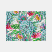 多肉植物の熱帯庭園 フリースブランケット (正面(横))