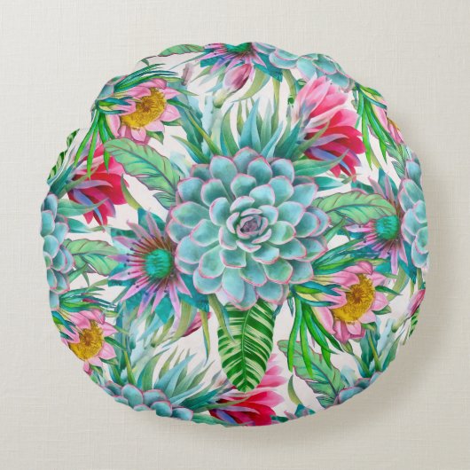 多肉植物の熱帯庭園 ラウンドクッション (正面)