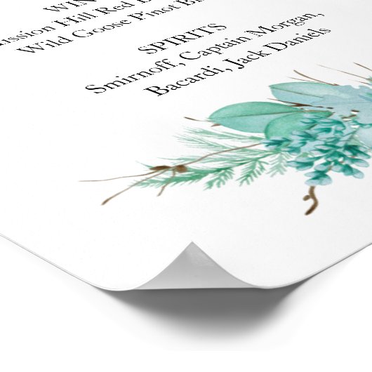 多肉植物の結婚バーメニュー飲料の看板 ポスター (角)