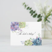 多肉植物の結婚前お披露目リマインダーQRコード招待プラス ポストカード (スタンド正面)