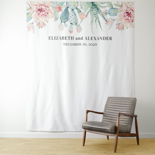 多肉植物の結婚式の背景。サボテンの背景 タペストリー (インサイチュ)