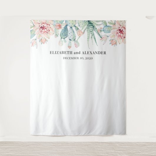 多肉植物の結婚式の背景。サボテンの背景 タペストリー (正面)