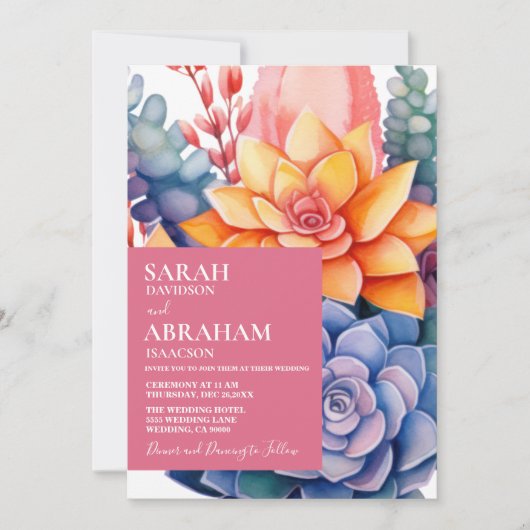 多肉植物の結婚式招待状 招待状 (正面)