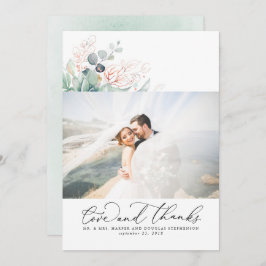 多肉植物の緑のエレガントな結婚式 サンキューカード