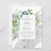 多肉植物の緑のシルバーフォイルリハーサルディナー 招待状 (正面)