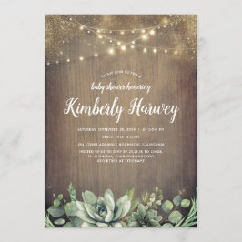 多肉植物の緑の国素朴の赤ちゃんシャワー 招待状