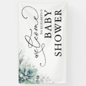 多肉植物の緑の赤ちゃんシャワー歓迎バナー 横断幕 (縦)