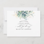 多肉植物の緑の金ゴールド葉の花嫁の提案 招待状 (正面)