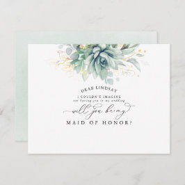 多肉植物の緑の金ゴールド葉の花嫁の提案 招待状