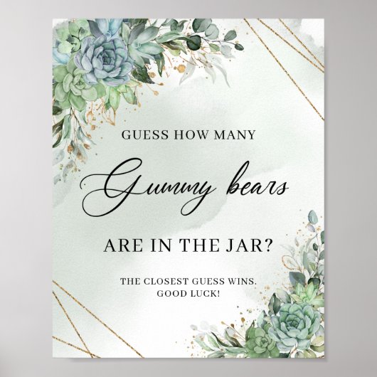 多肉植物の緑はグミベアの数を推測 ポスター (正面)