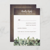 多肉植物の緑素朴の国の結婚式RSVP 出欠カード (正面/裏面)