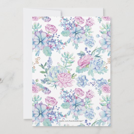 多肉植物の花とゴールドの結婚記念日パーティー 招待状 (裏面)